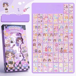 ROBERTA Early Education Little Girl Dress-up Outfit Stickers Make Your Own Princess Personalized Princess Dress Up Sticker Cartoon Lovely DIY Decorative Sticker Scrapbooking