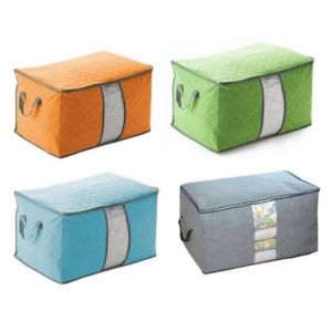 Adzkia35 Tempat Penyimpanan Bed Cover / Selimut / Storage Box Bamboo Organizer Bag / Tas Penyimpanan Pakaian dan Selimut