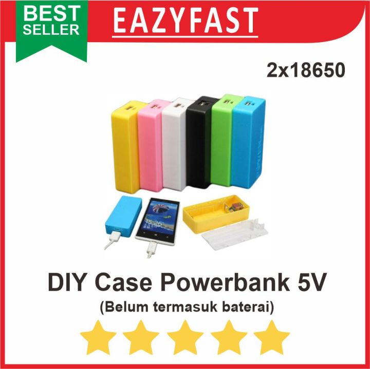 DIY Powerbank Power Bank PB 2x 18650 Baterai Kotak Box Case 5v