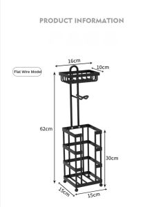 304 Stainless Steel Free-Standing Toilet Paper Holder - Bathroom Tissue Dispenser with Phone Shelf for Home