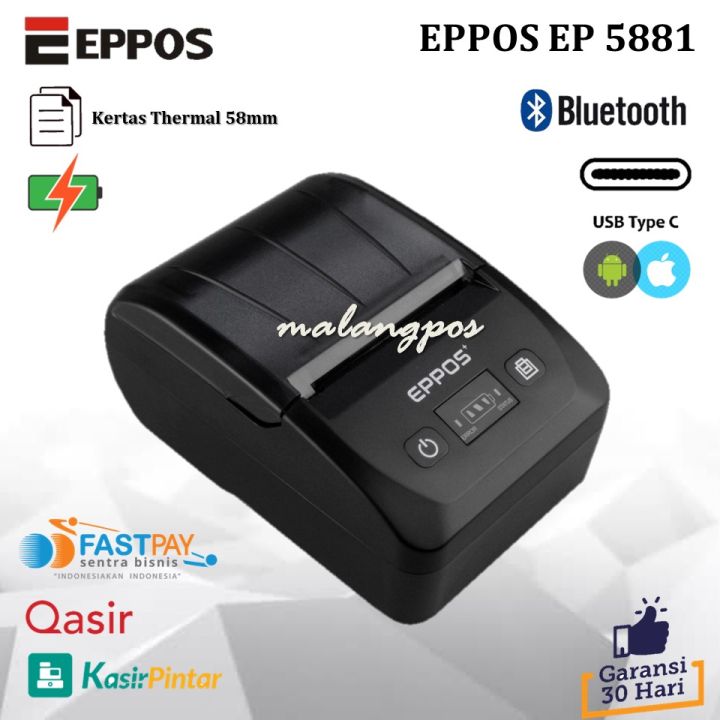 Mini Printer Bluetooth Eppos EP5881 Printer Kasir Thermal 58 mm Cetak Struk PPOB