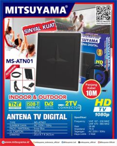 Antena Tv Digital Indoor Outdoor Mitsuyama MS-ATN01 Bisa 2 TV STB Ori