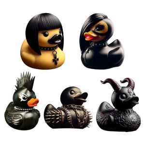 QYI6267 Animal Figurine Duckieville Duck Gothic Sculpture Statue Indoor Duck Car Ornaments Resin Punk Duck Desk Decor