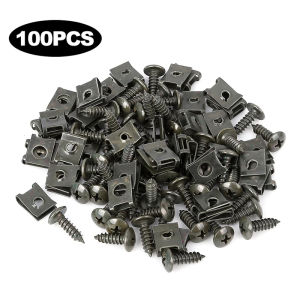 100/200PCS Car Motorcycle Metal Screw Fastener Clips / U-Type Clip with Screws / Anti-rust Protection Clips Buckle / Nuts with Fixing Screws