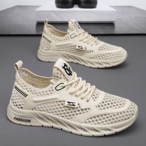 Mens Soft Sole Sneakers Hollow Out Breathable Casual Versatile Tennis Shoes Outdoor Light Training Shoes Running Shoes