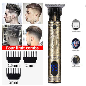 USB Rechargeable T9 Baldheaded Hair Clipper Electric hair LCD Professional Digital Hair Trimmer Rechargeable trimmer Cordless Shaver Trimmer 0mm Men Barber Hair Cutting Machine