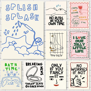 (with Frame) Bathroom Wall Art Canvas Funny Sign Quote Print Waterproof Ready To Hang Home Decor Gift Aesthetic Toilet Poster