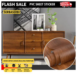 Wallpaper sticker pvc sheet motif kayu Lebar 122cm x P 25cm Pelapis Kayu/Furniture/Pintu/Meja