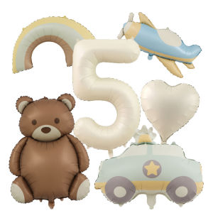 Cute Rainbow Bear Foil Balloon Set for Boys Girls Baby Shower Birthday Debut AnniversaryDec
