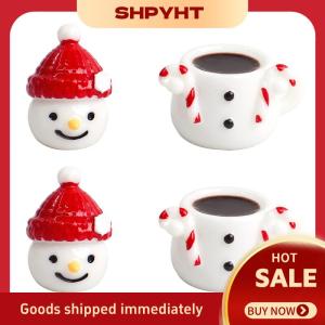 SHPYHT✨ 2 5Set Mini Snowman Teacup Decoration Miniature Christmas Cup Scene Landscape Resin Dollhouse Accessories Christmas Crafts Gifts