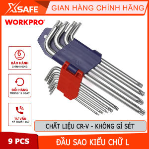 Bộ lục giác đầu hình sao kiểu chữ L loại trung 9 cái (T10T15T20T25T27T30 T40 T45 T50) thép hợp kim CR-V Workpro - WP222002