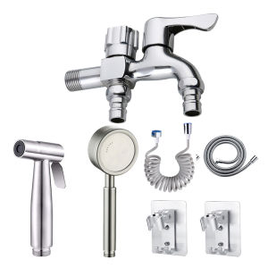 WapolSteel Shower Head Set With Faucet With Bidet Set Hose Holder Stianless Steel 304 Complete set