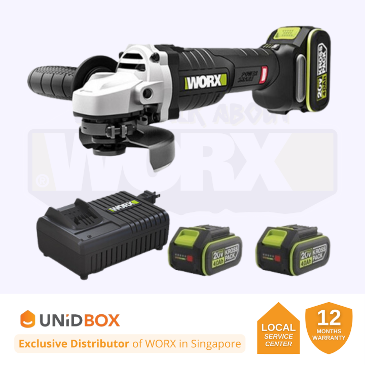 WORX Brushless Angle Grinder W/2PC 4.0AH BATTERY SET WU806.1 20V BL