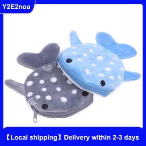 【Local shipping】 Cute Cartoon Plush Shark Purse Plush Zipper Animal Wallet Kids Bag