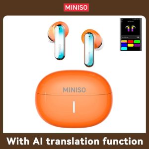 Miniso MS110 AI Translation Bluetooth 6.0 Headphones Supports translation in 134 languages Equipped with breathing LED lights HiFi sound quality Video translation function Long-lasting battery Waterproof Noise cancellation In-ear design