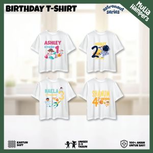 Kaos Family Birthday Baju Sablon Keluarga Tema Astronot Free Custom Nama Dan Angka Ulang Tahun