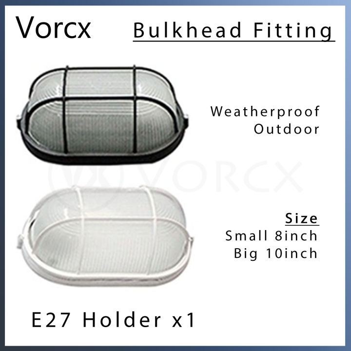 GBF Outdoor E27 LED Bulkhead Wall Light Fitting Glass Cover And DieCast