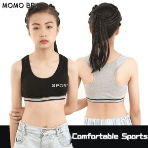 MOMO Kids Bra Girls Training Bras Baby Underwear Solid Color Anti Peering Teenage Sport Bra 10-16Yrs