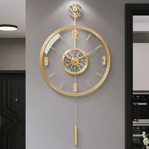 FFBH Alloy Case Modern Luxury Wall Clocks Living Room Aesthetic Silent Quartz Wall Clocks Nordic Creative Bedroom Home Decorations 9N5Q1