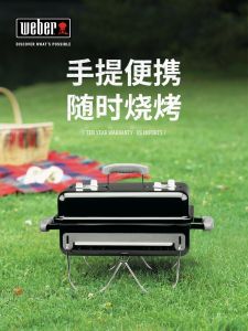 Weber Portable Barbecue Stove Outdoor Mini Charcoal Grill Barbecue Multi-Functional Home Low-Smoke Skewer Stove Field Barbecue Grill