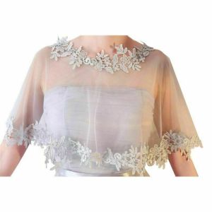 PLLEWY Summer Party Bridal Elegant Wedding Cape Lace Shawl Evening Dress Shawl