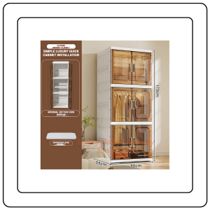 【JJ HOME】Foldable Large Wardrobe Cabinet with Adjustable Shelves Hanging Pull-Out Racks