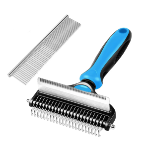 หวีสางสองด้านสำหรับแปรงแต่งหน้าแมวขนหลวมหนาบำรุงรักษาง่ายป้องกันสัตว์เลี้ยงไหลกำจัดขน