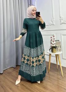 GAMIS TWILL RAYON MODEL FLOY HIJAU BOTOL KEKINIAN FARUZ BATIK BISA COD