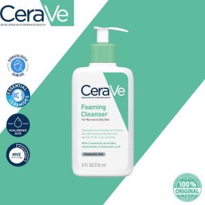 CeraVe Foaming Cleanser 236ml For Normal to Oily Skin 3 Essential Ceramides + Niacinamide + Hyaluronic AcidHyaluronic Acid Hydrates Deep Cleanser
