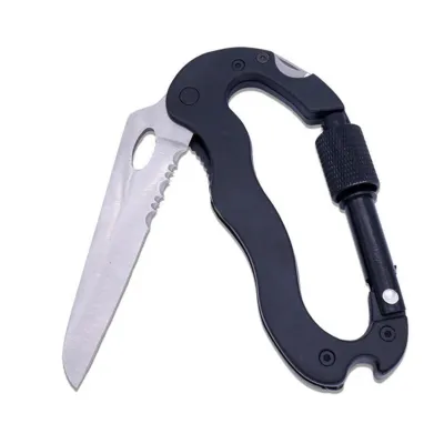 6-in-1 EDC Carabiner Multi Tool – Folding Keychain Clip with Screwdriver Wrench Bottle Opener for Camping & Hiking