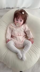 Newborn seamless romper autumn style pure cotton a Long-sleeved jumpsuit in pink princess style for babies