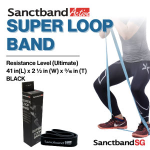 Sanctband Active Super Loop Band Black Colour Exercise Bands Ultimate Level Resistance Bands Assist Pull Up Bands Powerlifting Bands