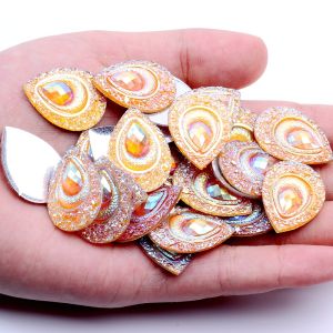 Peacock Tail Teardrop Flat Back Resin Rhinestones AB Color For DIY Phone Car Home Decoration