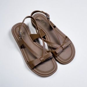 Sandal FlatJelly Wanita Model Tali Gesper Pita karet Cewek Kekinian Alina 2050-S2 Jelly Import