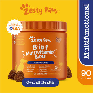 Zesty Paws 8-in-1 Multifunctional Bites Dogs - Peanut Butter Flavor (90 Soft Chews) (EXP:03 2028)
