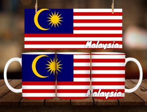 * 1 PC MUG WITH BOX * MALAYSIA FLAG MUG DESIGN 11oz with BOX SOUVINER MUG