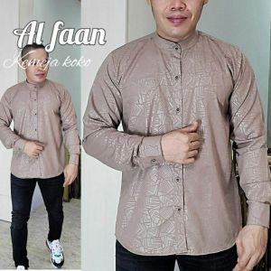 Baju Kemeja Koko Pria Bahan Cotton Embos Dewasa Terbaru 2024 Lengan Panjang Manset
