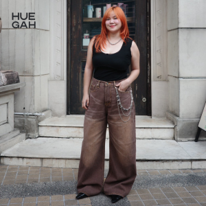 HUEGAH BAGGY DENIM (S-13XL) กางเกงยีนส์ขากระบอกใหญ่ สียีนส์น้ำตาล ไซส์ใหญ่