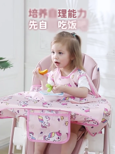 ชุดคลุมผ้ากันเปื้อนอาหารหย่านมเด็กหลายแบบมีสายรัดเก้าอี้สูงเบาะรองนั่งผลิตจาก TPU