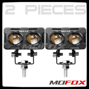 MOFOX LB2 Spotlight Laser Gun For Motorcycle Mini Driving Lights Full Set 60W Dual Color Mini Driving Light Yellow White 2-in-1 Fog Light Work Light 4500LM 12-24V IP67 Waterproof for Car JEEP ATV UTV SUV
