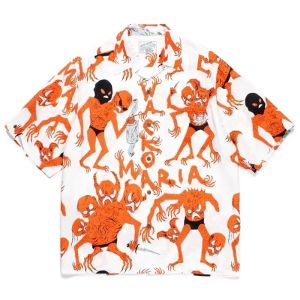 Classics 25FW Graffiti Print Pattern WACKO MARIA Shirt Retro Short Sleeve Shirt Summer Mens Womens Hawaii Shirt