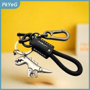 PkYeG Phụ kiện trang trí xe máy móc khóa ô tô hình khủng long nhỏ móc khóa kim loại dây da đan đơn mặt treo túi xách