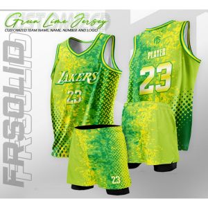 GREEN LIME FR CONCEPT Basketball Sando and Short Sublimation Free Customized Team Name Surname and Number
