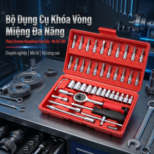 Bộ 46 Chi Tiết Cơ Khí Cao Cấp Khóa Tuýp Đa Năng Dễ Dàng Tháo Lắp Chống Mài Mòn Tối Đa