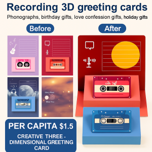 Gramophone Stereo Greeting Card Confessions Blessings Recording Gift Set