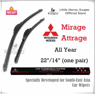 Mitsubishi Mirage or Attrage Front Wiper Blade Set/Pair for 2012-2023 MITSU Hatchback HB or G4 Sedan Car Window Wipers (silicone banana type 2pcs) by Kuapo wifer