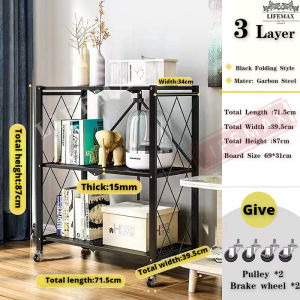 [SG Seller]Installation-free Folding kitchen shelving Household items Multilayer microwave oven storage storage rack