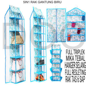 Rak Gantung Set Organizer 5 in 1 Kosmetik res (Rak Tas Rak Sepatu Rak Jilbab Rak Underwear Rak Kosmetik) FULL RESLETING