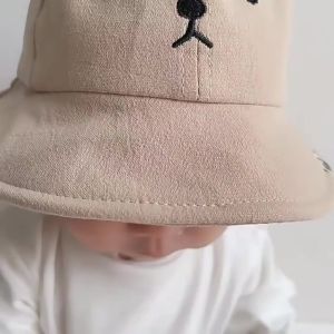 Topi Budak Comel Telinga Beruang Perlindungan UV Kapas Bernafas Untuk Musim Panas