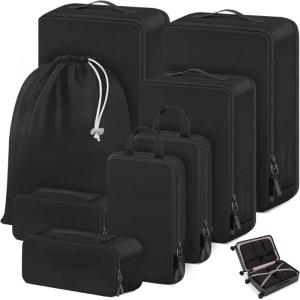 10pcs Expandable Compression Packing Cubes for Travel Handheld Organizers Bags for Efficient Clothes Storage Solution